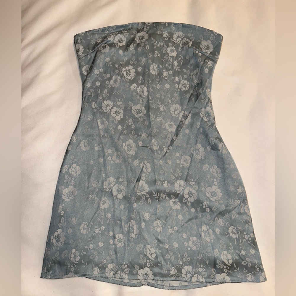 Princess Polly Floral Strapless Dress in Blue